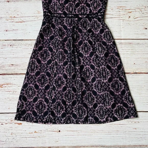 Helen Wang NYC Pink with Black Lace Strapless Fit and Flare Dress Sz 4 - Picture 14 of 16